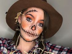 Scarecrow Makeup Women, Scary Scarecrow Makeup Women, Scarecrow Makeup Men, Scarecrow Makeup Pretty, Creepy Scarecrow Makeup, Scarecrow Costume Makeup, Scarecrow Makeup Tutorial, Cute Scarecrow Makeup, Easy Scarecrow Makeup