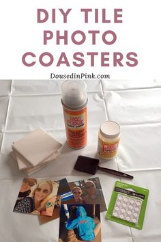 the supplies needed to make this diy photo coasters