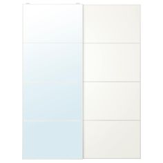 two panels of white and light blue paper on a white background, each with different lines