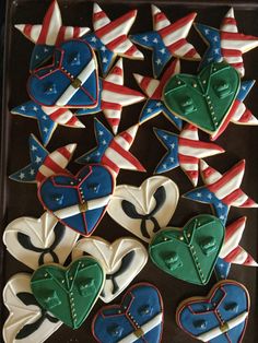 decorated cookies in the shape of american flags