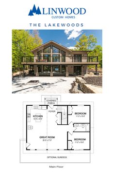 the lakewood floor plan is shown in this brochure, which includes an attached garage