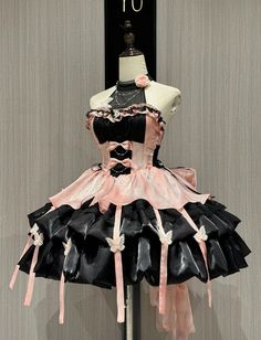 Pink And Black Dress Ball Gowns, Cool Dresses, Fair Outfits, Clothing Design Sketches, Fantasy Dresses, Dress Design Sketches, Fashion Design Drawings, Fashion Design Clothes, Really Cute Outfits