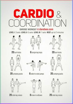 the cardio and coordination poster shows how to do an exercise with one hand, while another