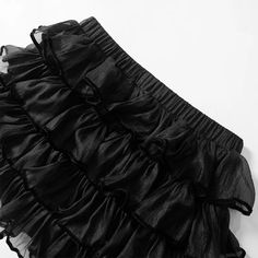 Black Acubi Style Skirt Short Pleated A-Line Skirt Chic Black Mini Skirt Acubi Fashion A-Line Skirt-3 Party Mini Skirt With Ruffles, Stretch Nylon Lined Skirt, Fitted Black Summer Skirt, Fitted Black Skirt For Summer, Summer Nylon Skirt, High Waist Stretch Ruffled Skirt, Solid Color Mini Skirt For Party, Party Bottoms With Elastic Waistband, Mini Length, Party Mini Bottoms With Elastic Waistband