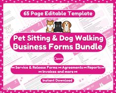 the pet sitting and dog walking business forms bundle