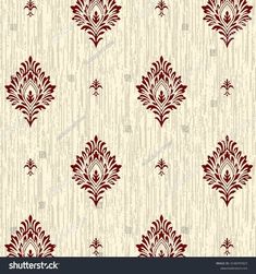 an old fashioned wallpaper with red and white designs on beige background stock photo - 549