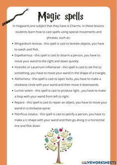 the magic spell worksheet for children to learn how to spell and use it