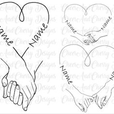 two hands holding each other over a heart with the words love and marriage written on it