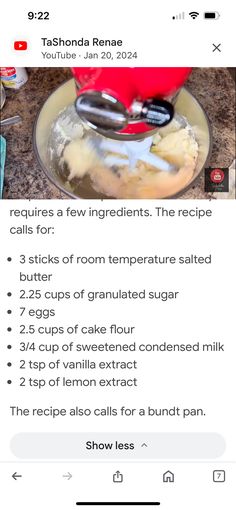 the recipe is being displayed on an iphone screen, and it appears to be cooking