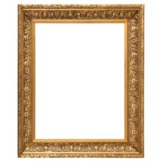 an ornate gold frame on a white background with clipping for text or image photo