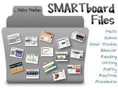 the smart board files are organized on a bulletin board