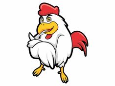 a cartoon chicken with a red hat on