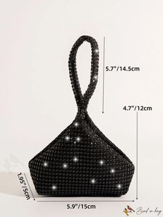 BirdinBag - Party-Ready Rhinestone Mini Bag: Glamorous Decor with Top Handle Rhinestone Handheld Evening Bag For Party, Handheld Rhinestone Evening Bag For Party, Black Embellished Party Bag, Glamorous Party Bag With Rhinestones, Glamorous Rhinestone Party Bag, Party Shoulder Bag With Rhinestones, Rectangular, Rhinestone Clutch Shoulder Bag For Party, Party Clutch With Rhinestones, Black Rhinestone Shoulder Bag For Events