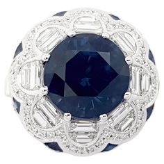 Blue Spinel 4.13 carats, Blue Sapphire 0.60 carat and Diamond 1.14 carats Ring set in 18K White Gold Settings Width: 1.7 cm Length: 1.7 cm Ring Size: 54 Total Weight: 7.76 grams GIA 7483938083 "We first opened doors in 1980 when it was then situated in the vicinity of the Victory Monument; a small and modest storefront with a couple of counters. From its humble beginnings to where it stands today, our company has proven its abilities as a jeweler. Since the beginning, we have been supplying fine quality pieces to dealers, wholesalers and customers worldwide. From then till now, our business still interrelates its name with quality products and excellent service, where commitment and sincerity toward customers will always be its motto." Blue Sapphire Diamond Ring, Blue Spinel, Diamond Ring Set, Sapphire And Diamond Ring, Blue Sapphire Diamond, Diamond Ring Settings, Modern Ring, Blue Sapphire Rings, Modern Jewelry