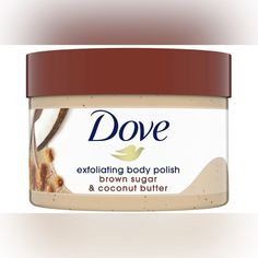 Dove Exfoliating Body Polish Scrub Brown Sugar & Coconut Butter, 10.5 oz New DEEP EXFOLIATION - Made with small-sized exfoliating particles, Dove Exfoliating Body Polish Brown Sugar and Coconut Butter is smooth and easily spreadable with a mild lather MOISTURE RICH FORMULA - Dove Exfoliating Body Polish is formulated with our ¼ moisturizing cream for instant softness REMOVES DULL DRY SKIN & RESTORES SKIN'S NATURAL NUTRIENTS - When used as a body scrub, Dove Exfoliating Body Polish gently removes dead skin cells to reveal a new layer of beautiful, radiant skin INDULGENT FRAGRANCE - Dove Exfoliating Body Polish Brown Sugar and Coconut Butter provides a mouthwatering fragrance with notes of vanilla, brown sugar and coconut purée CARE WHILE YOU EXFOLIATE - Massage Dove Exfoliating Body Polish Dove Exfoliating Body Polish, Smooth Skin Body, Exfoliating Body Polish, Dove Beauty, Dove Body Wash, Deep Exfoliation, Exfoliating Body Scrub, Body Polish, Exfoliating Scrub