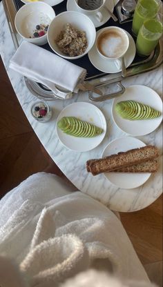 the breakfast is ready to be eaten on the table in the hotel room or restaurant