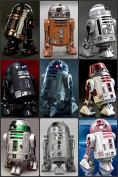 star wars action figures are shown here in this photo collage with different colors and sizes