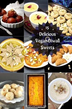 the collage shows different types of desserts