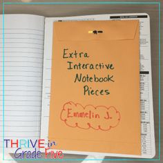 notebook with extra interactive notebook pieces written on it