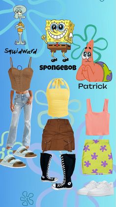 Squidward SpongeBob Patrick Fun Halloween Outfits, Diy Group Halloween Costumes, Trio Halloween Costume, Trio Costumes, Cute Group Halloween Costumes, Matching Halloween Costumes, Classy Halloween Costumes, Bff Halloween Costumes