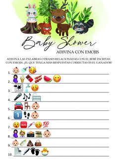 baby shower game with animals and trees