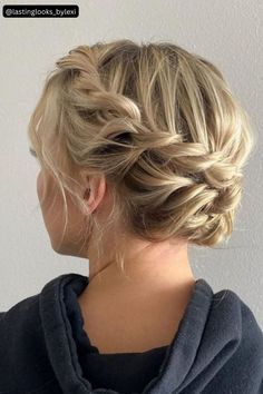 A braided updo can be created with any type of braid, but Dutch and twist look best because they have more dimension that the French braid.. Formal Updos For Short Hair, Braid Updo Hairstyles, Braided Updo Black Hair, Braided Updo For Short Hair, Dutch Braid Updo, Updos For Short Hair, French Braid Updo, Braid Updo, Formal Updos