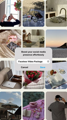 a collage of photos with the caption'most your social media presence offers faceless video packages '