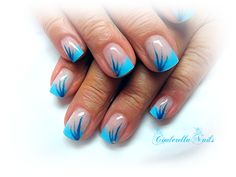 Feather Nail Designs, Lace Nail Design, Feather Nail, Blue And Silver Nails, Finger Nail Art, French Nail, July Nails