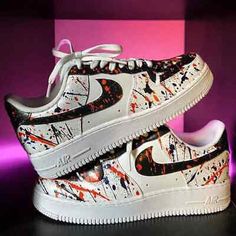 ad eBay - Air Force 1 Custom Hand Painted Shoes Halloween Black, Orange & Purple Splatter - Buy Now, click the link (eBay) Air Force 1 Custom, Flat Shoe, Hand Painted Shoes, Halloween Black, Womens Athletic Shoes, Custom Hand Painted, Custom Sneakers, Painted Shoes, Women's Sneakers