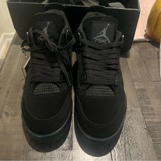 New With Box Jordan 4 Black Cat September Sale Air Jordan 4 Black Cat, Black Cat 4s, Jordan 4 Black, Pretty Sneakers, Perfect Sneakers, Jordan 4s, Unique Sneakers, All Nike Shoes, Shoes Jordan