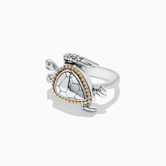 Effy Seaside Sterling Silver and 18K Gold Turtle Ring Fine Jewelry Ring With Rotating Bezel, Luxury White Gold Rings With Rotating Bezel, Elegant Anniversary Ring With Rotating Bezel, Luxury Rings With Rotating Bezel As Gift, Luxury Rings With Rotating Bezel For Gift, Accessories Male, Boho Rings Gold, Fossil Ring, Stretchy Rings