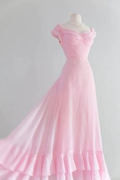 Retro Pink A-line Long Prom Dress,Pink Bridesmaid Dress Prom Dress Pink, Prom Dresses Long Pink, Pink Bridesmaid Dress, Long Evening Gowns, Popular Dresses, فستان سهرة, Pink Prom Dresses, Moda Vintage, Hoco Dresses