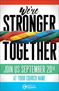 we're stronger together flyer with colorful braids on the front and back