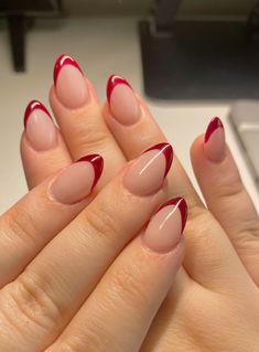 #nails #red #fall #fallnails #frenchnails Fall French Nails, Red Fall, Nails Red, Almond Nails, French Nails, Fall Trends, Simple Nails, Red Nails, Christmas Nails