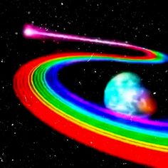 an artist's impression of a rainbow - colored object in space