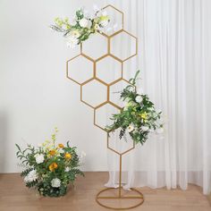 6ft Gold Metal Honeycomb Wedding Flower Frame Backdrop Stand Wedding Flower Frame, Honeycomb Floor, Honeycomb Wedding, Standing Balloon, Frame Backdrop, Balloons Flowers, Geometric Backdrop, Venue Design, Standing Flower