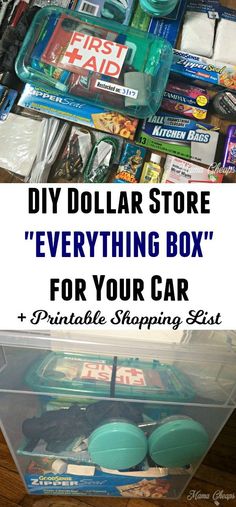 the dollar store's everything box for your car and printable shopping list