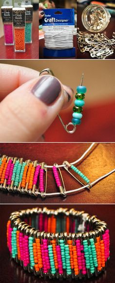 three pictures showing different types of beaded bracelets and how to make them with beads