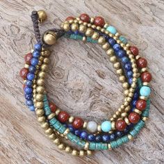 Multi Gemstone Beaded Bracelet from Thailand - Beads and Bells | NOVICA Diy Bijou, Making Bracelets With Beads, Beaded Jewelry Bracelets, Diy Beaded Bracelets, Beaded Jewelry Necklaces, Diy Jewelry Necklace, Beaded Bracelets Tutorial, Bracelets Design, Beaded Necklace Diy