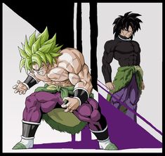 two anime characters one is black and the other is green