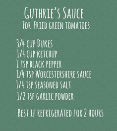 the ingredients for guthree's sauce on a green background