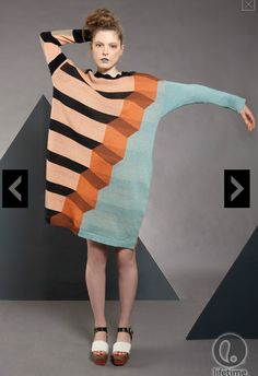 Joseph Aaron Segal. Wow, now there's inspiration for mastering intarsia knitting! Bauhaus Fashion, Knitwear Inspiration, Geometric Fashion, Knitwear Fashion, Textiles Fashion, Knitwear Design, Cubism, Kate Moss, Knit Fashion