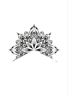 a black and white drawing of a lotus flower