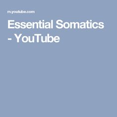 Essential Somatics - YouTube Essential Oil Pouch, Injury Recovery, Essential Oil, Youtube Channel, Crochet Pattern, Essential Oils, Pouch, Yoga, Education