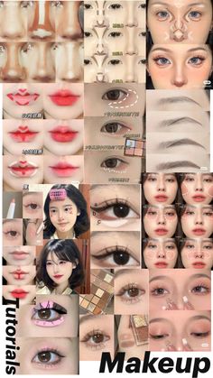 Futuristic Makeup, Bentuk Alis, Asian Makeup Tutorials, Korean Makeup Tips, Nose Makeup, Korean Makeup Tutorials, Simple Makeup Tips, Doll Eye Makeup, Makeup Face Charts