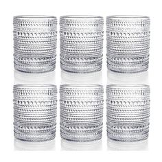 set of six glass tumblers with silver rims