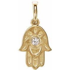 Kazi Luxury 14k Yellow Gold .03 Ctw Natural Diamond Hamsa Pendant Gold Jewelry With Diamond Accents, Hand-set 14k Yellow Gold Necklace, Yellow 14k Gold Jewelry With Diamond Accents, Symbolic Yellow Gold Jewelry With Birthstone, Hamsa Pendant, Gold Yellow, Luxury Jewelry, Natural Diamonds, Yellow Gold