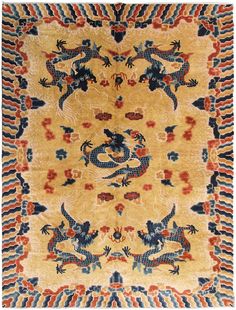 "Black Friday Sale ! Accepting offers https://antiquerugsource.etsy.com ~WELCOME TO ANTIQUE RUG SOURCE!  ~Your #1 Source for handmade Antique Rugs & Tapestries at great prices, curated by industry experts ~6th Generation antique rug shop with 48+ years of experience working with designers, private clients, dealers, and really anyone looking for a unique antique rug at a great price. ~Please message us with any questions!- We love communicating with you!  ~We offer free design consultations- Message us! We will find you the best rug for your space. ~Don't see the rug you're looking for? Let us know! Description: Antique Chinese Rug Ningshia Rare 5 Paw Dragon 1920 6'4\" x 9' 6x9 193x274cm \" This incredible rare Antique piece is a fine example of the art of ancient  Chinese. It has a magnifi Asian Rugs, Chinese Rug, 5x7 Rugs, Art Deco Rug, Rug Shop, 6x9 Rugs, Caucasian Rug, Unique Antiques, Afghan Rugs