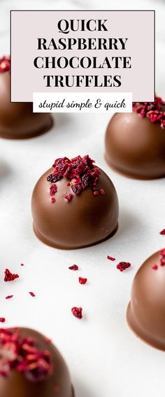 Image for Quick Raspberry Chocolate Truffles Raspberry Filling For Chocolates, Raspberry Truffles Easy, Raspberry Filled Chocolates, Homemade Chocolate Truffles Recipe, Chocolate And Raspberry Desserts, How To Drizzle Chocolate, Raspberry Chocolate Desserts, Valentine Chocolate Recipes