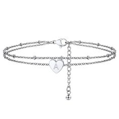 PRICES MAY VARY. 【Initial Ankle Bracelet】Anklets are a summer staple, new best friend to lady.The letter is imprinted on both sides of the item, delicate but very well made and clear engraving 【Summer Beach Time】this piece having dual chains enhances a woman's beauty and draws the attention of both genders. 【Stainless Steel Anklet】comfortable to wear with no snags. Holds up well when wear it to the beach, lake, take showers worked out. 【Stunning Charm Anklet】Super cute dangly ankle brackets with Heart Ankle Bracelet, Z Initial, Anklets For Women, Foot Chain, Stainless Bracelet, Anklet Designs, Heart Anklet, Tennis Chain, Ankle Chain